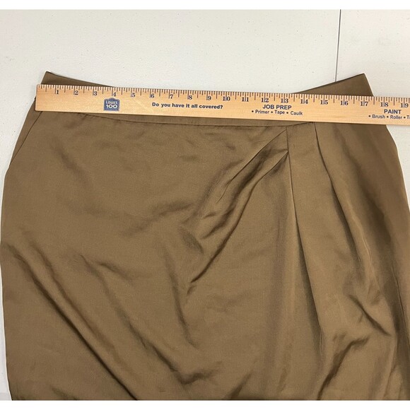 New York & Company Women's Silky Skirt Dark Tan Taupe Polyester Size 14 - Picture 5 of 6